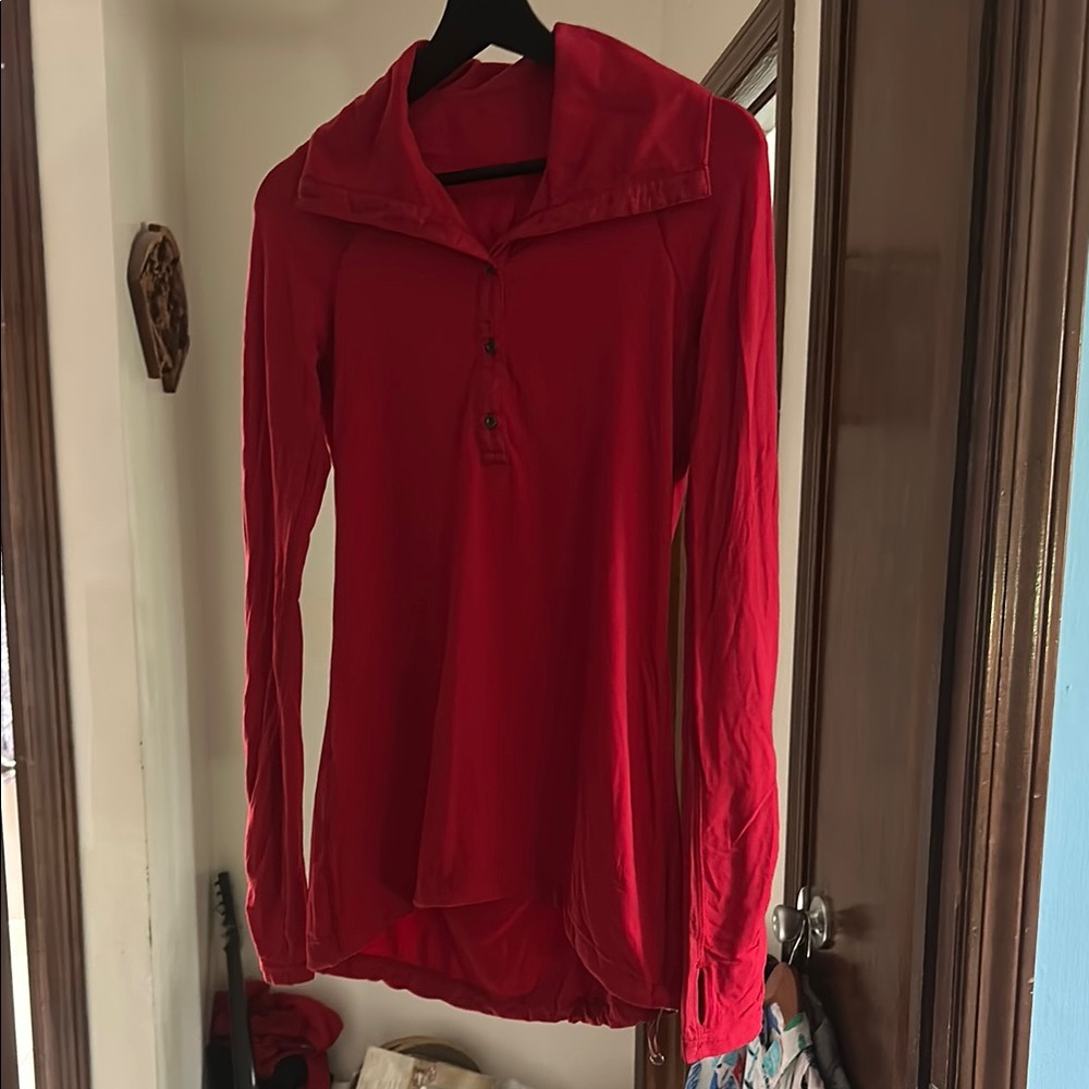 Lululemon Athletica Red Long Sleeve Button Down Shirt